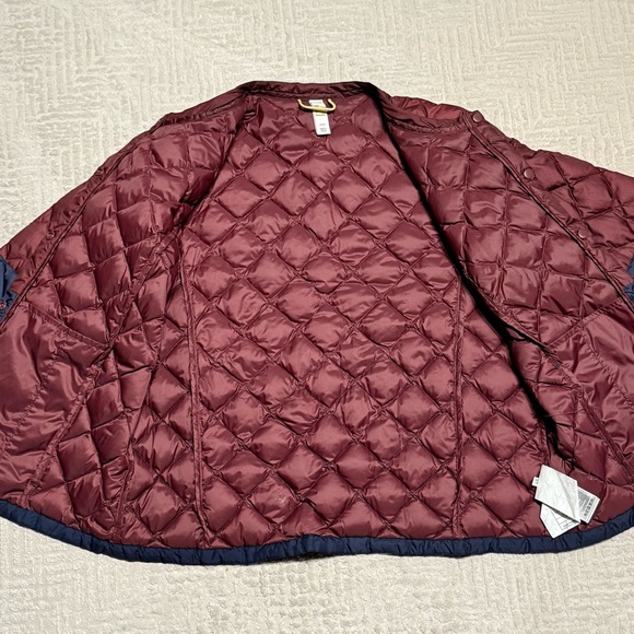 Lole Quilted Down Puffer Jacket with snap buttons Burgundy & Navy Jacket W’s Med - Picture 7 of 12